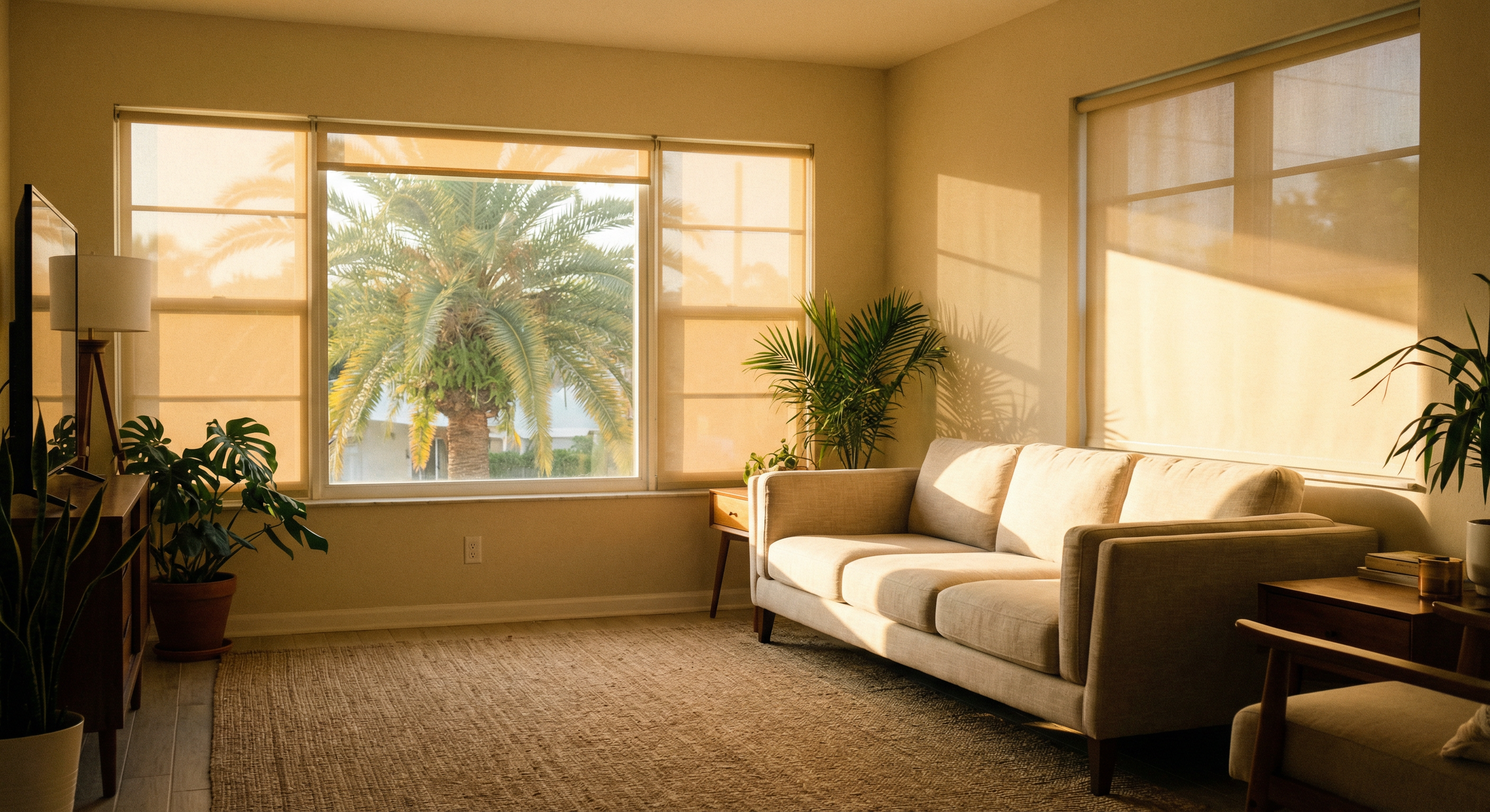 Solar shades in living room